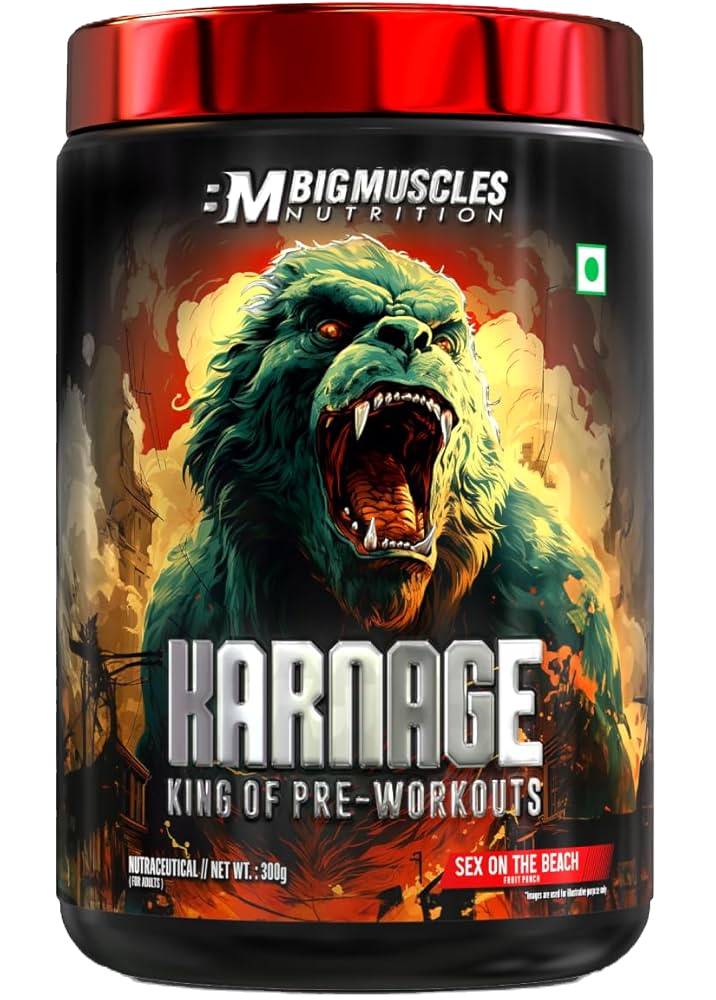 Big Muscles Nutrition Karnage Pre Workout | 300 gms | Sex on the Beach