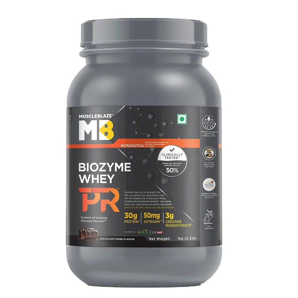 MuscleBlaze Biozyme Whey PR | 1 Kg | Chocolate Fudge