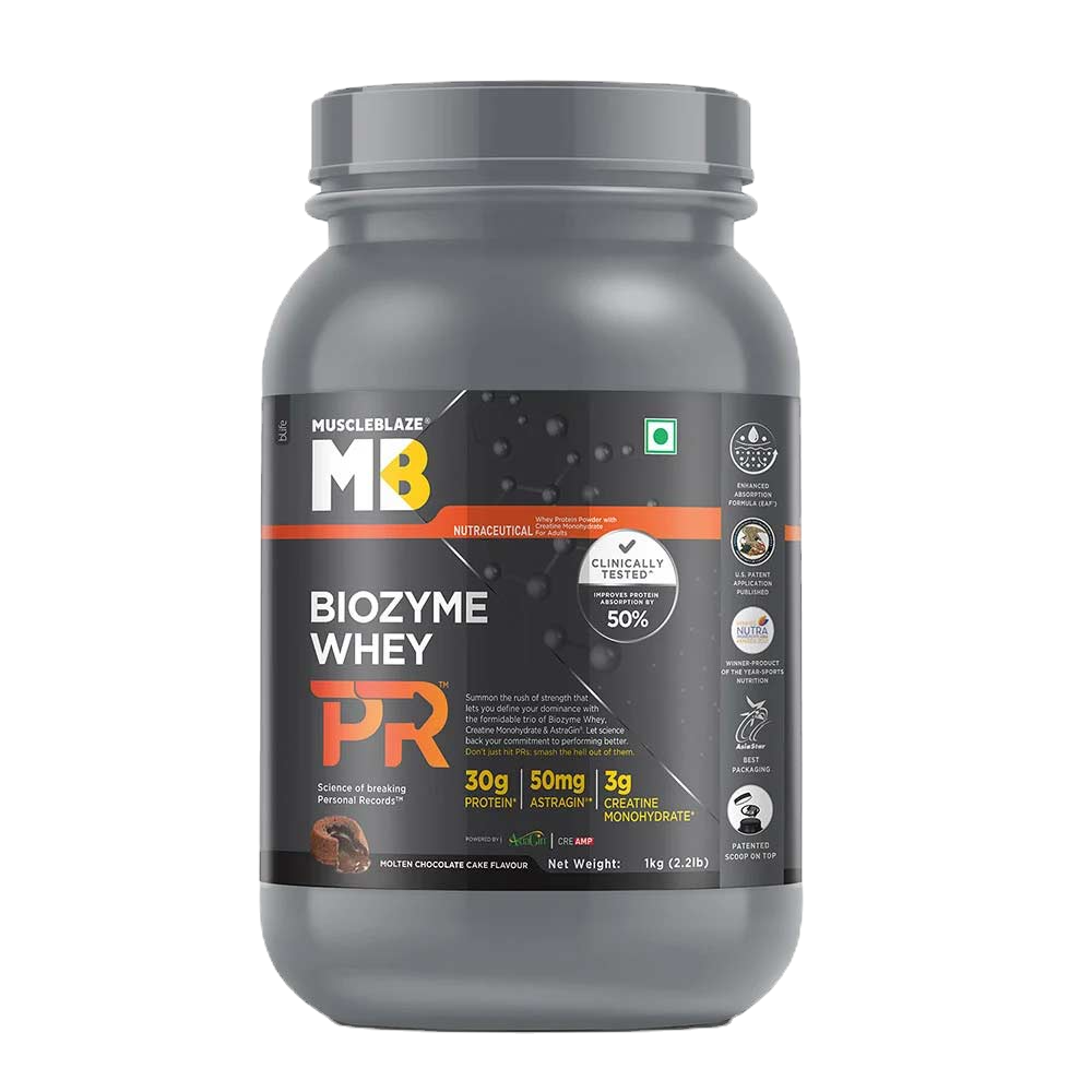 MuscleBlaze Biozyme Whey PR | 1 Kg | Molten Chocolate Cake