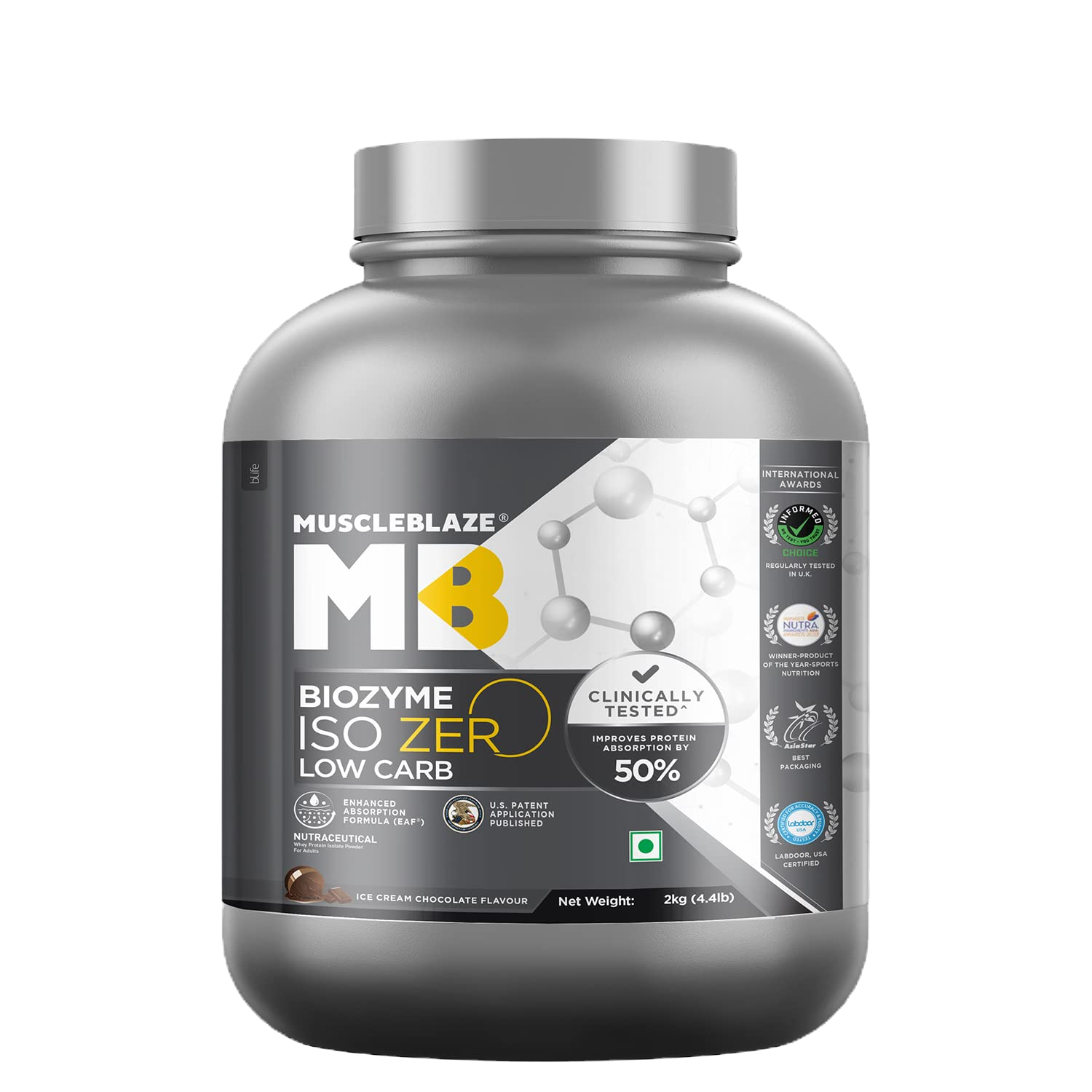 MuscleBlaze Iso-Zero 100% Whey Isolate | 2 Kg | Ice Cream Chocolate