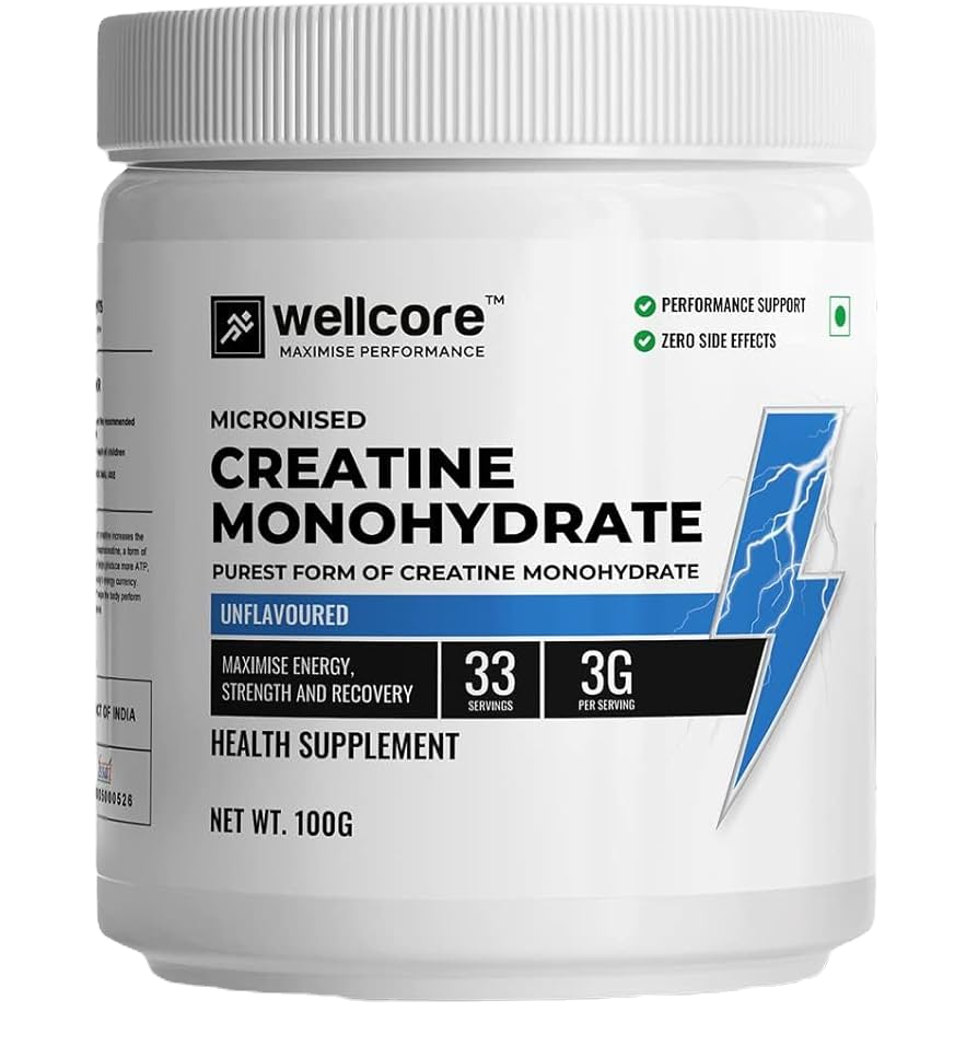 Wellcore - Pure Micronised Creatine Monohydrate | 100 gms | Unflavoured